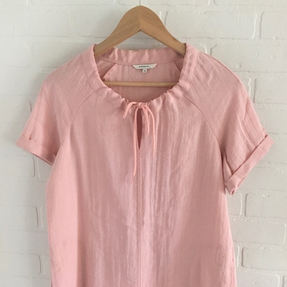 Anthropologie x Sandwich_ Mini Dress Drawstring collar Peach Pink Oversized S - Picture 6 of 9